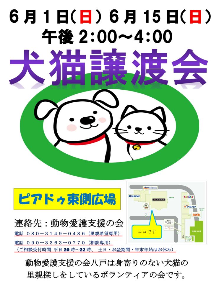 犬猫譲渡会のサムネイル